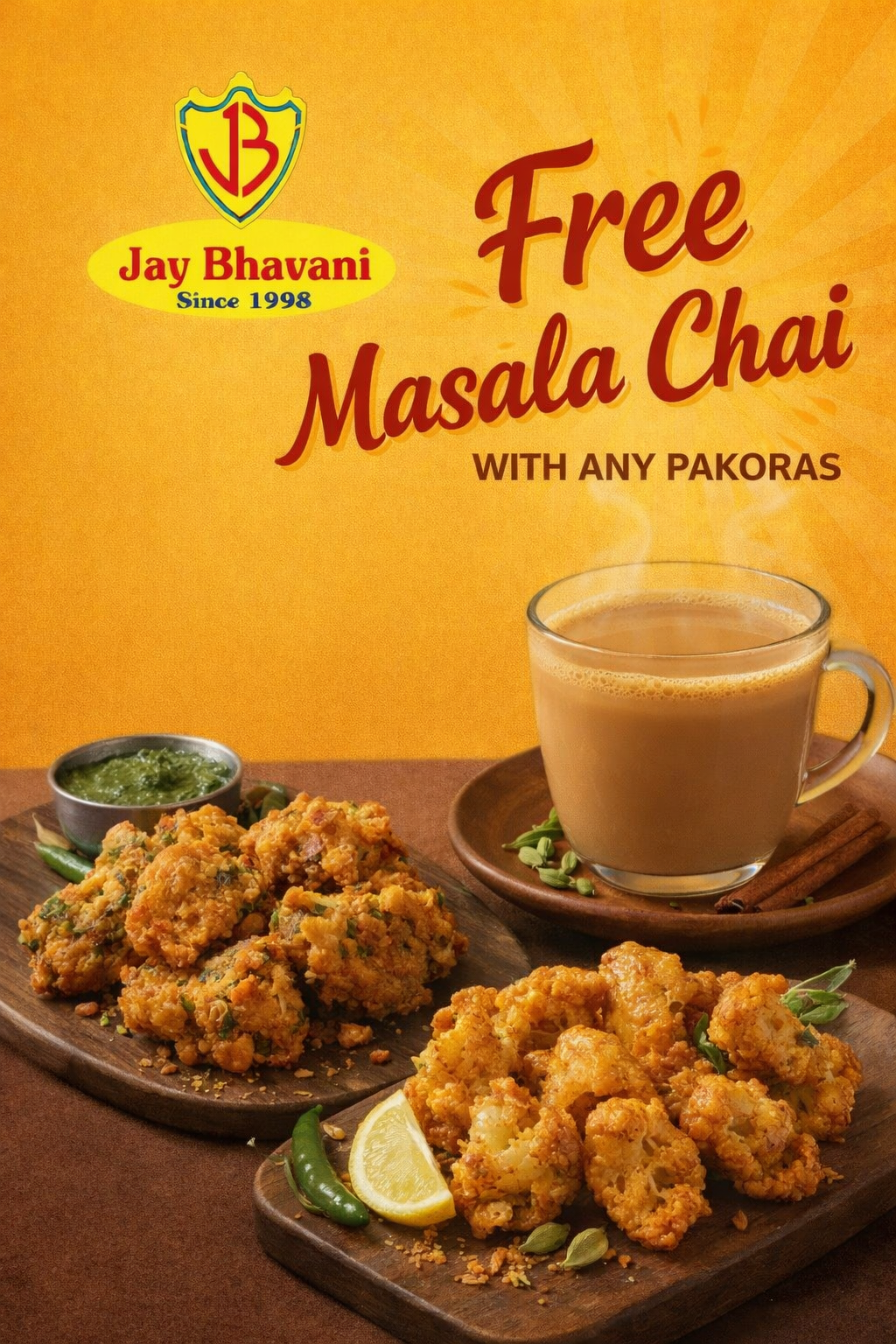 Free Masala Chai with Any Pakora